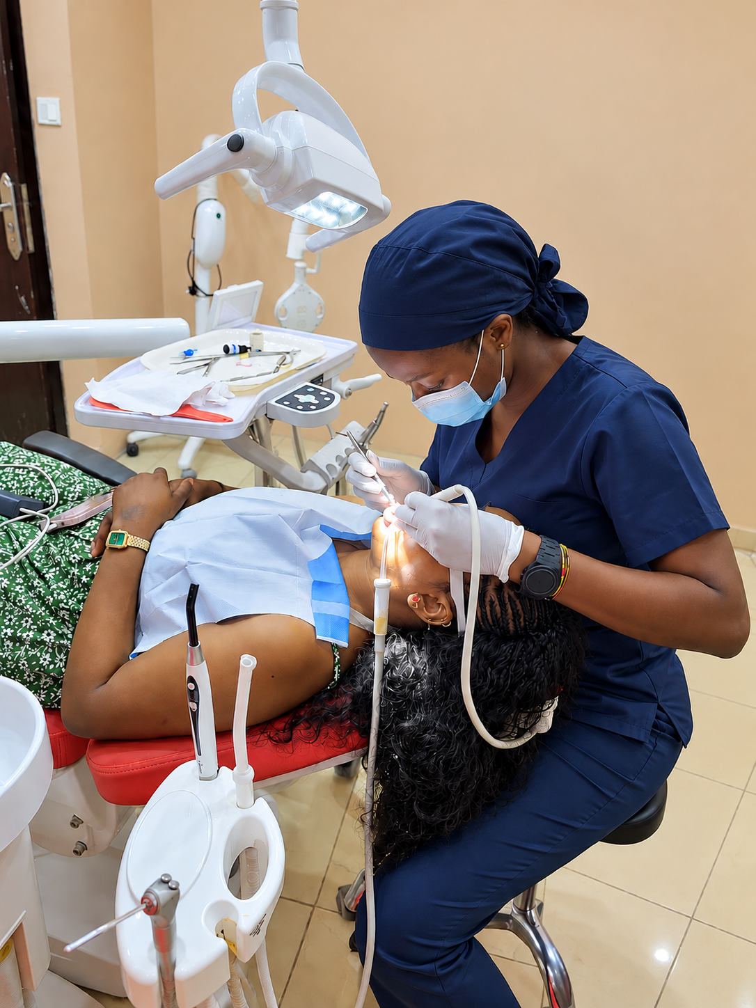 Dentist carrying out a general dental examination